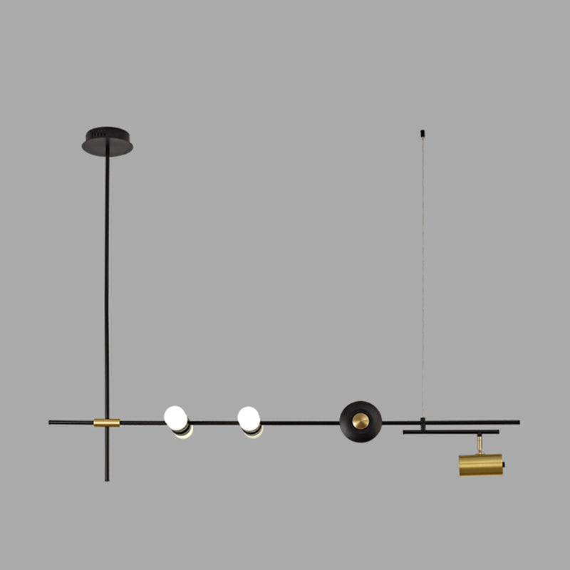 Luces colgantes de estilo contemporáneo de aluminio Fixtura de iluminación de isla lineal negra para comedor