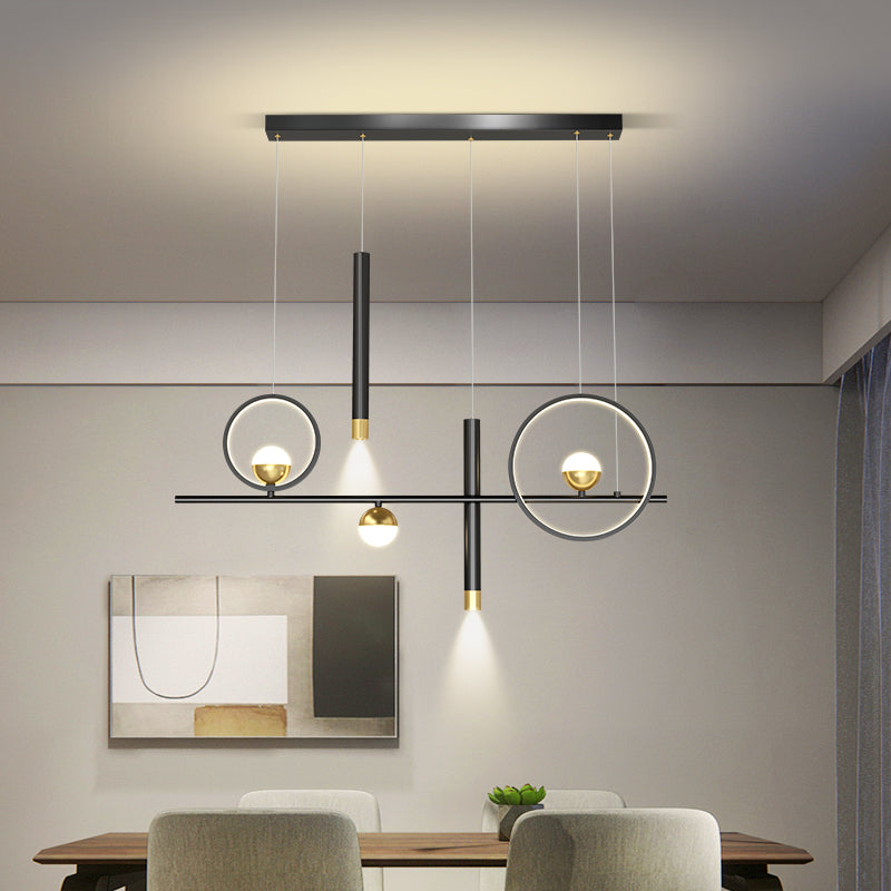 New Modern Black Iron LED Island Lighting Linear Chandelier Lighting for Dining Room