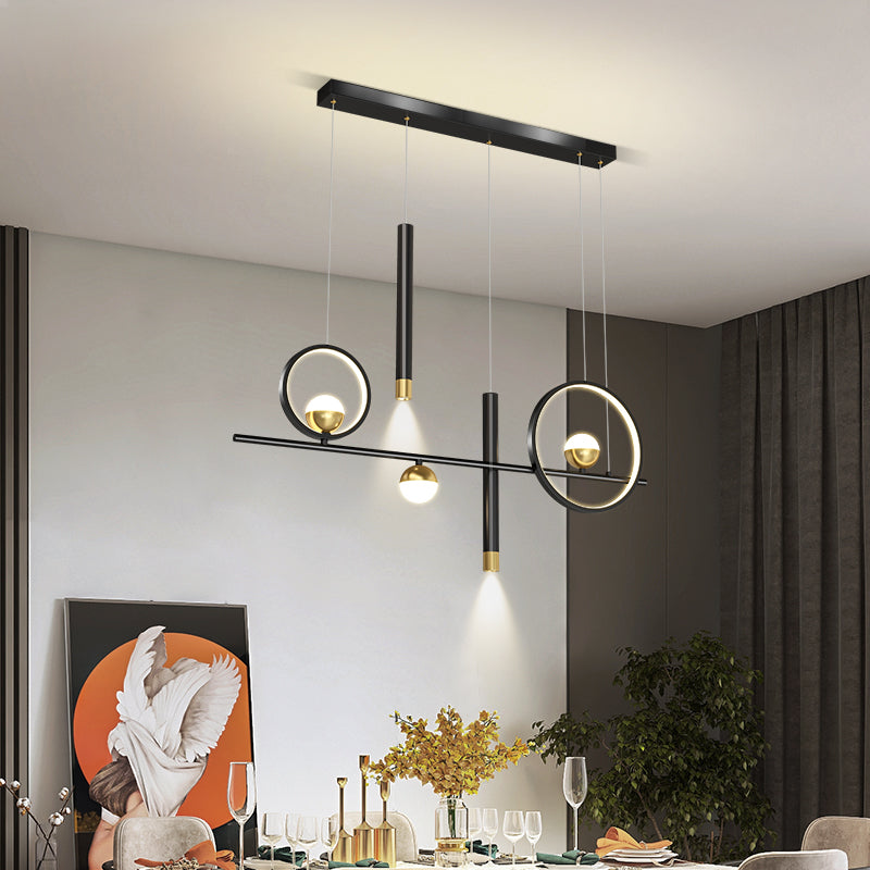 New Modern Black Iron LED Island Lighting Linear Chandelier Lighting for Dining Room