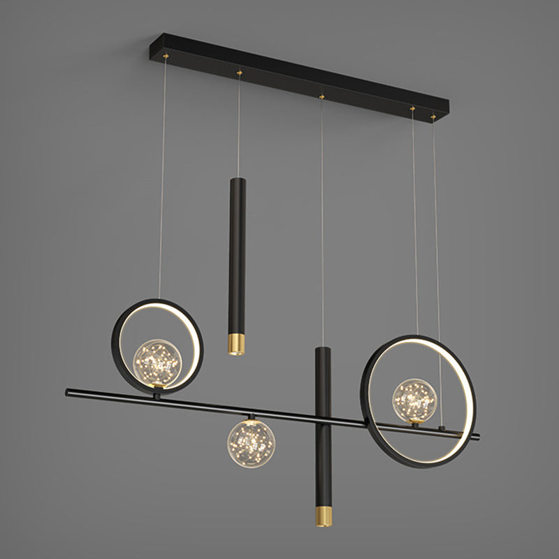 New Modern Black Iron LED Island Lighting Linear Chandelier Lighting for Dining Room