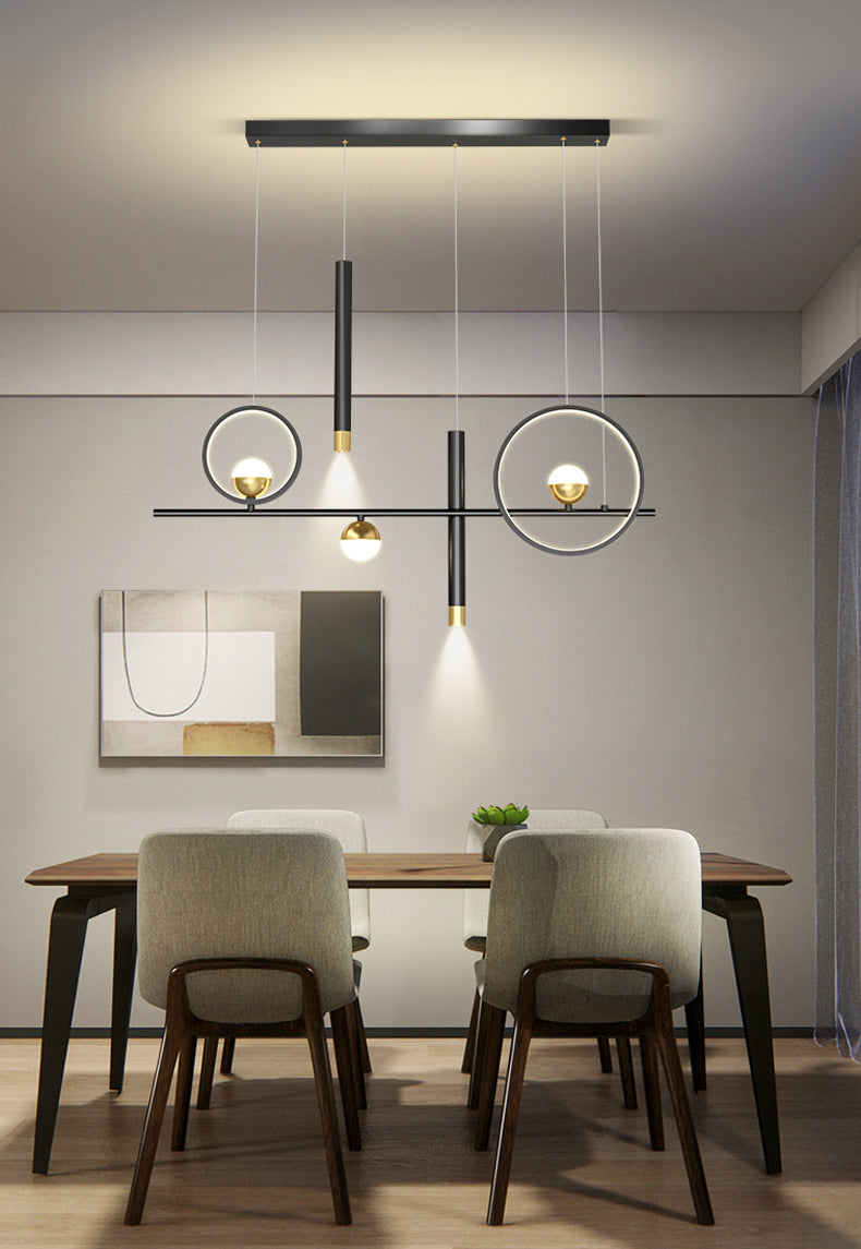 New Modern Black Iron LED Island Lighting Linear Chandelier Lighting for Dining Room