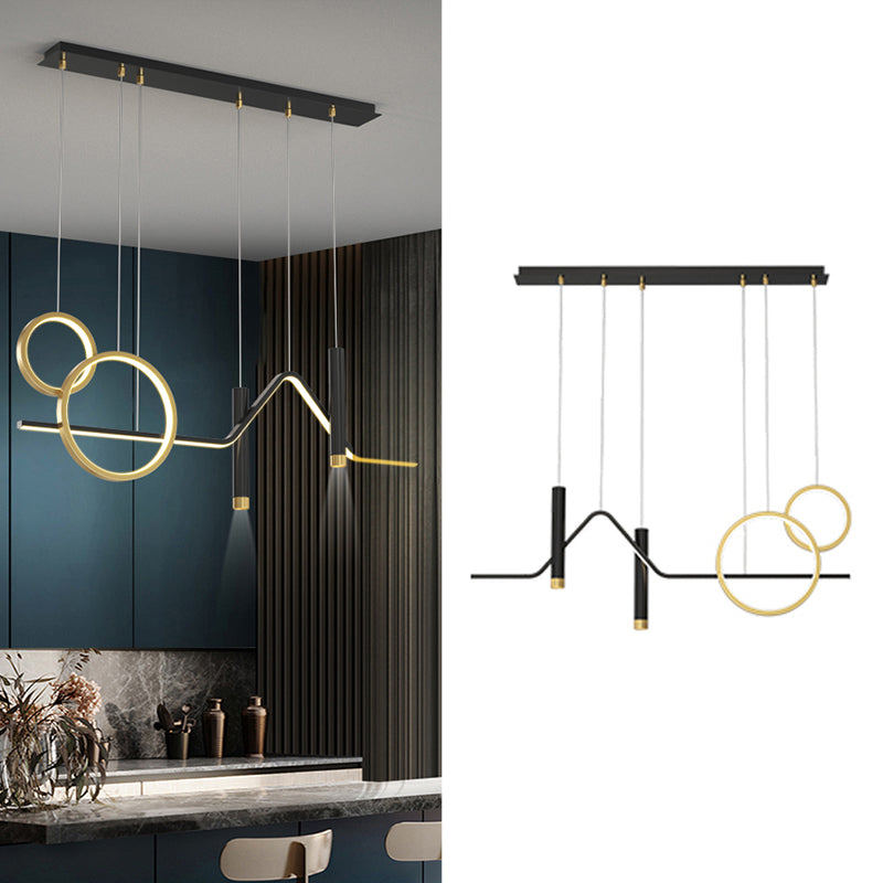 Nuova lampada lampada a ciondolo in alluminio moderno in alluminio, lampada a lampadario nero lineare per la sala da ginnastica