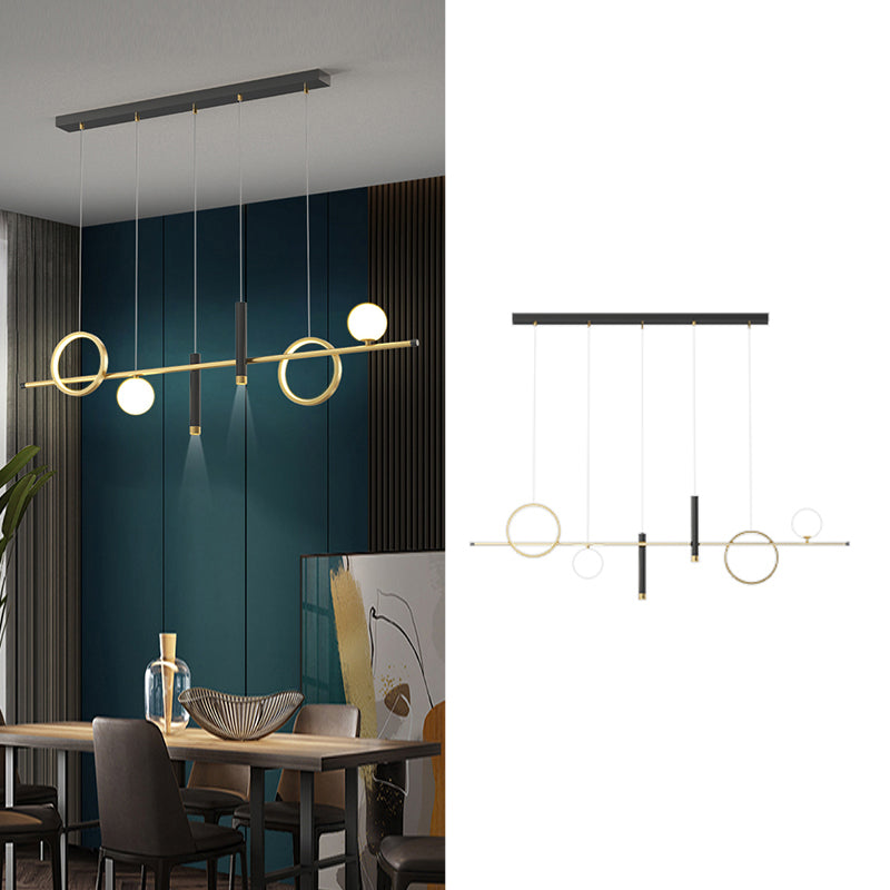 Nuova lampada lampada a ciondolo in alluminio moderno in alluminio, lampada a lampadario nero lineare per la sala da ginnastica