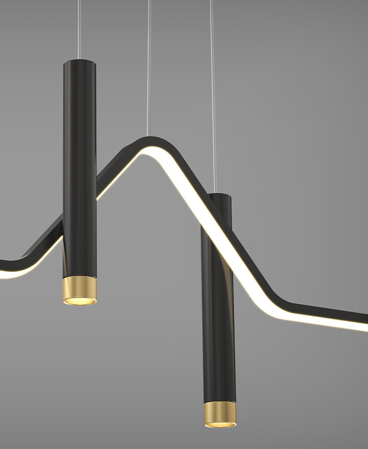 Nuova lampada lampada a ciondolo in alluminio moderno in alluminio, lampada a lampadario nero lineare per la sala da ginnastica