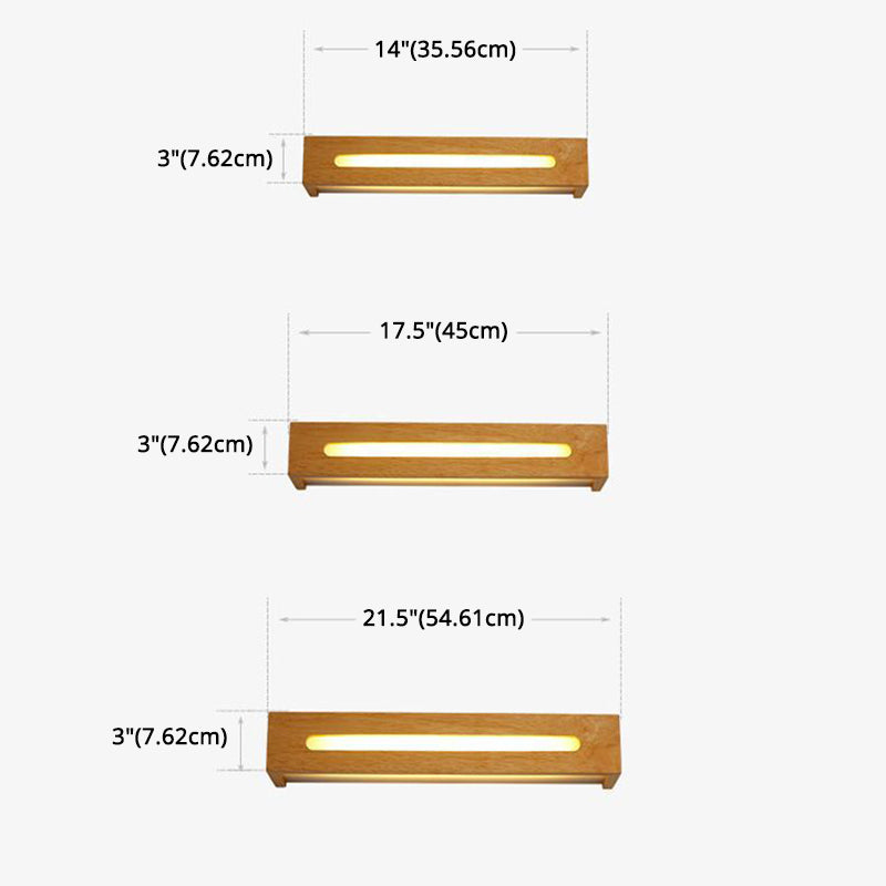 Rectangle Lumières murales en bois
