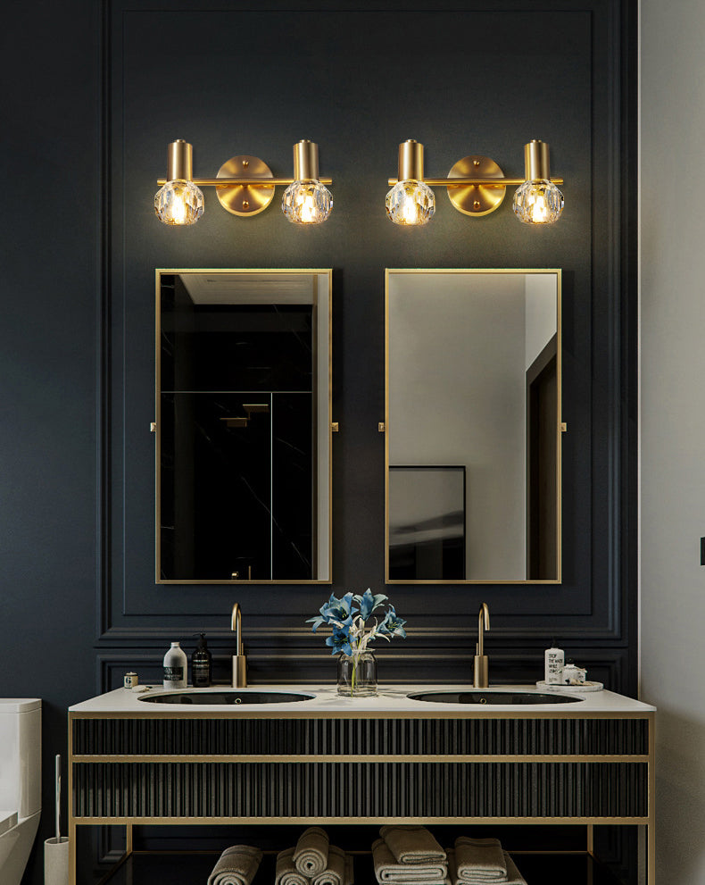 Globe Crystal Mur Murd Lights Modern Mur Mall Éclairage pour la salle de bain