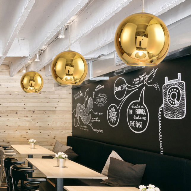 Bulbe simple de style moderne suspendu léger miroir à miroir en verre pendant à la teinte pour salle à manger de chambre à coucher