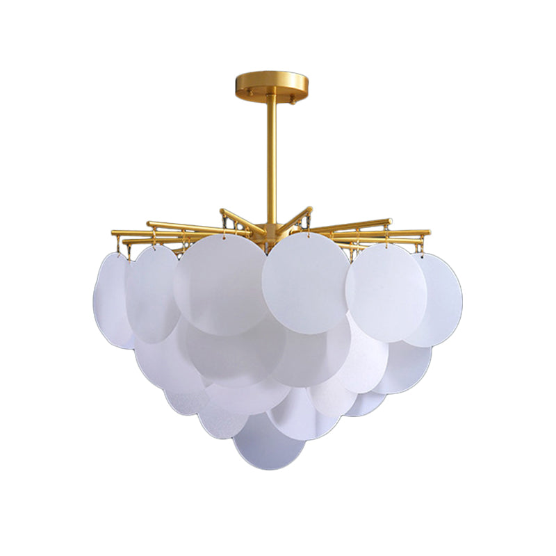Discos escalonados Iluminación de suspensión Candelera de techo de comedor moderno en blanco de latón