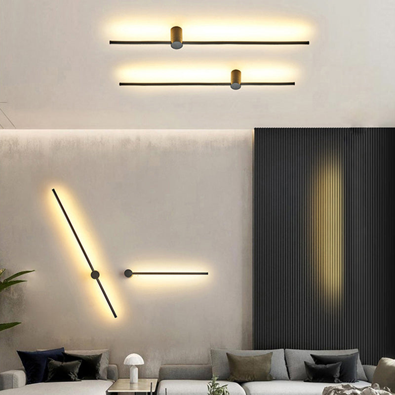 Moderno Minimalista de estilo LED LED LED LEACHIVE LIGHTING LINULACIÓN DEL ALUMINIO DEL ALUMINIO ILUMINACIÓN EN ENCENDIDO NEGRO