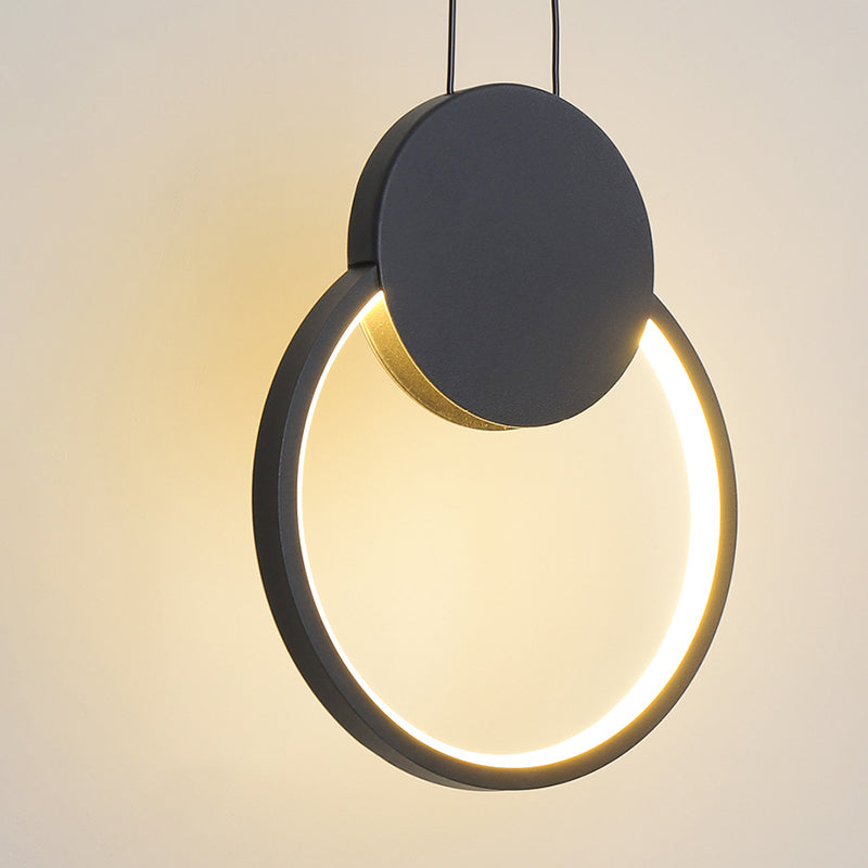 Zwart geometrische LED -hanglamp in modern eenvoudige smeedijzeren plafondlicht met acrylschaduw