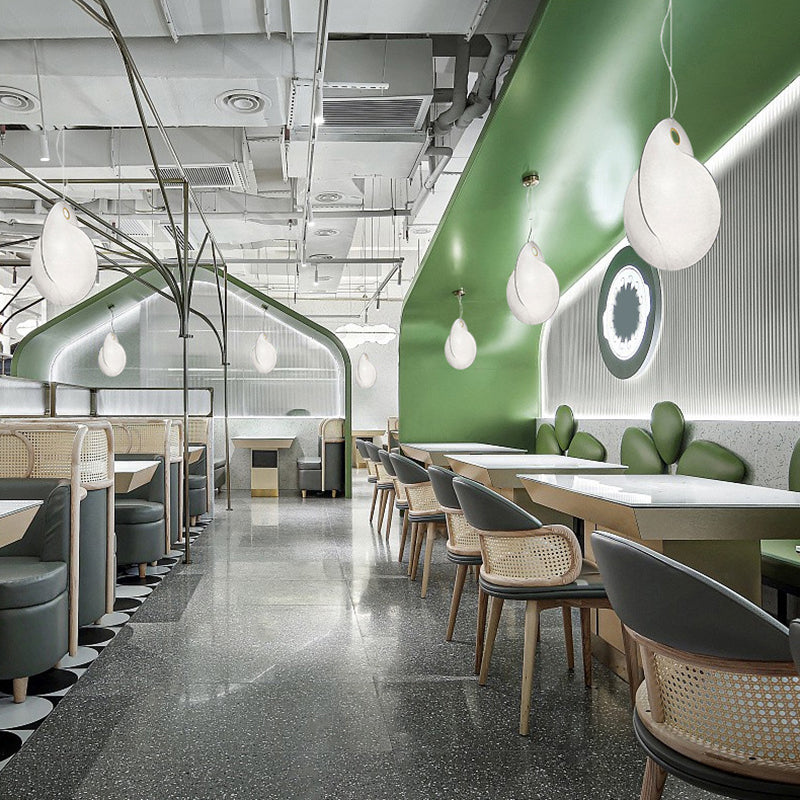 Luz colgante blanca de 3 luces en moderno estilo creativo de acero inoxidable Luz colgante con sombra de seda