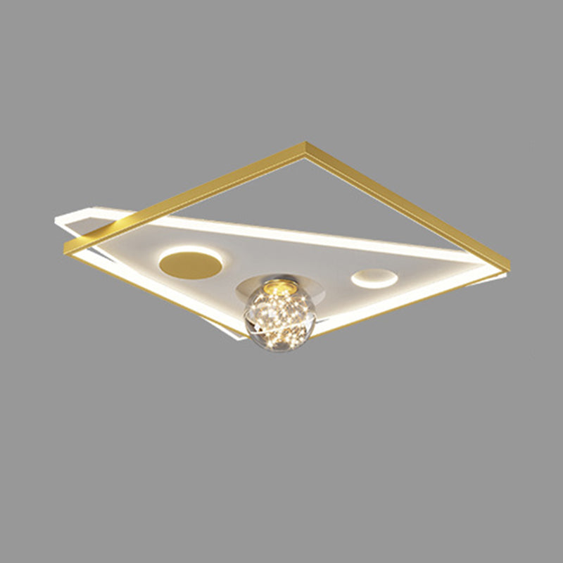 Modern Luxury Style Spherical Flush Mount Ceiling Light Fixtures Glass Flushmount Lighting in Gold Finish