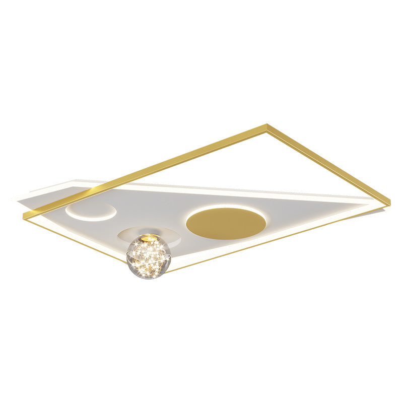 Modern Luxury Style Spherical Flush Mount Ceiling Light Fixtures Glass Flushmount Lighting in Gold Finish