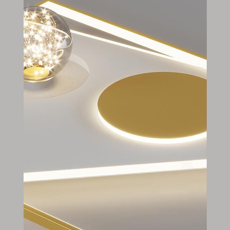 Modern Luxury Style Spherical Flush Mount Ceiling Light Fixtures Glass Flushmount Lighting in Gold Finish