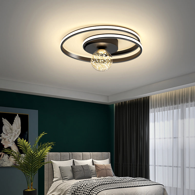 Modern Minimalist Style Rounded Flush Mount Ceiling Chandelier Metal Flush Mount Light Fixtures