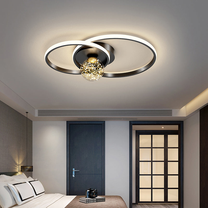 Modern Minimalist Style Rounded Flush Mount Ceiling Chandelier Metal Flush Mount Light Fixtures