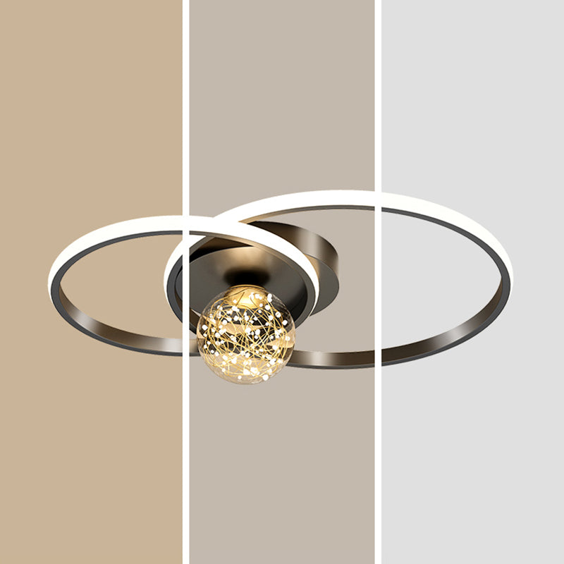 Modern Minimalist Style Rounded Flush Mount Ceiling Chandelier Metal Flush Mount Light Fixtures