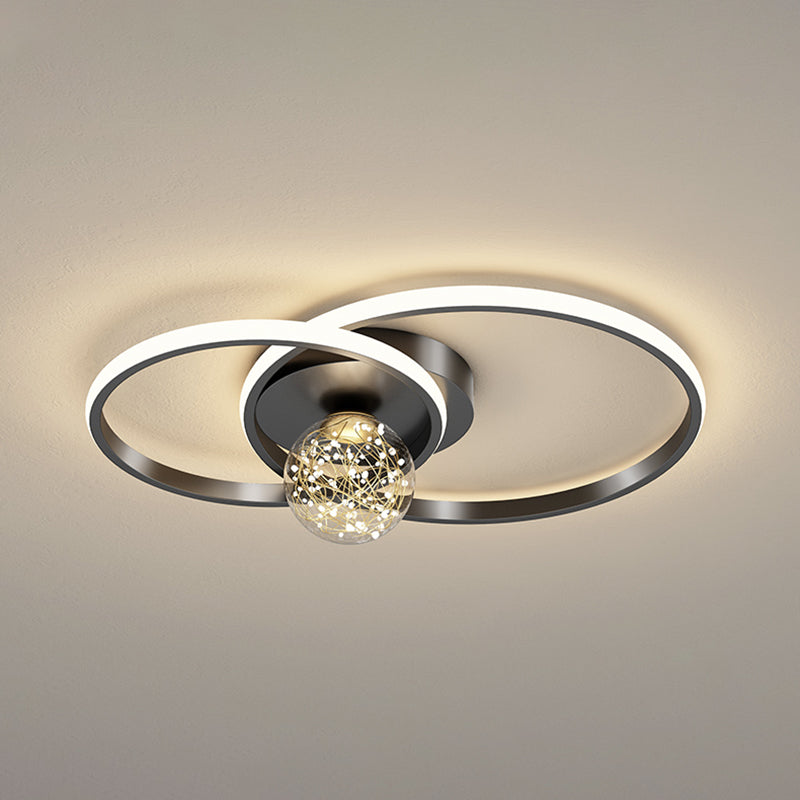 Modern Minimalist Style Rounded Flush Mount Ceiling Chandelier Metal Flush Mount Light Fixtures