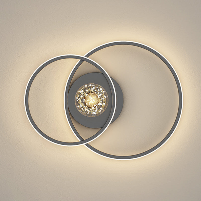 Modern Minimalist Style Rounded Flush Mount Ceiling Chandelier Metal Flush Mount Light Fixtures