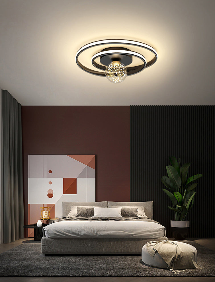 Modern Minimalist Style Rounded Flush Mount Ceiling Chandelier Metal Flush Mount Light Fixtures