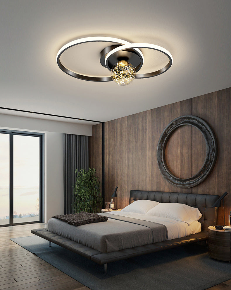 Modern Minimalist Style Rounded Flush Mount Ceiling Chandelier Metal Flush Mount Light Fixtures