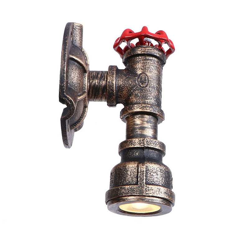 Bronze Pipe Wall Mounted Lamp Antique Style Metal Living Room Wall Light Sconce