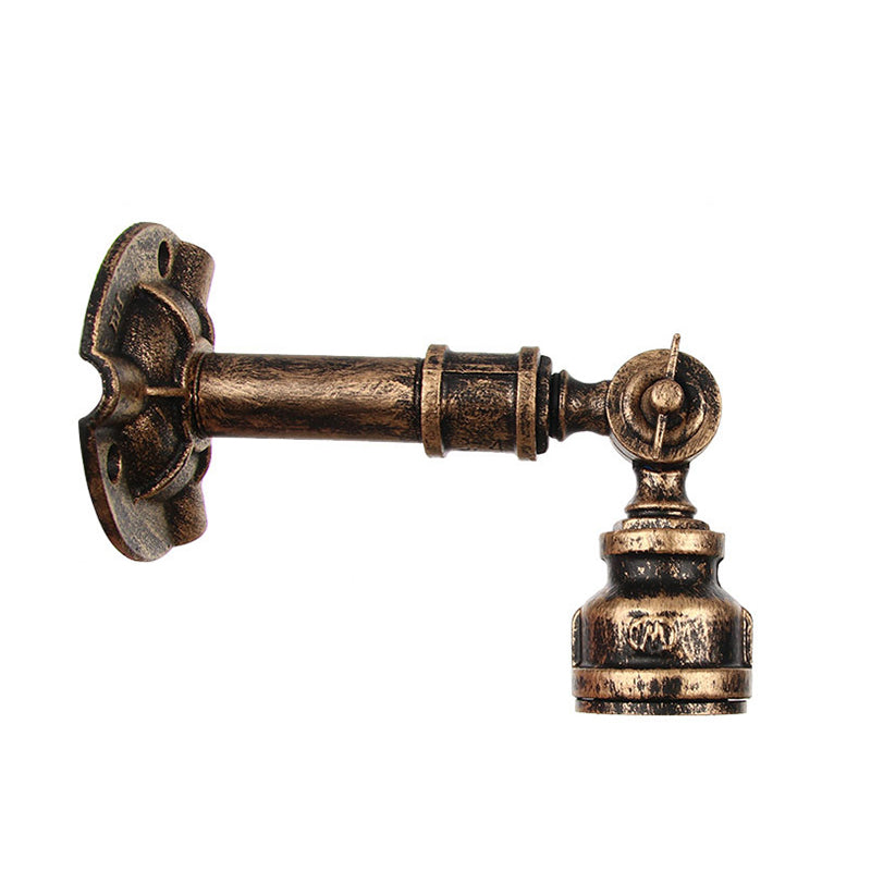 Bronze Pipe Wall Mounted Lamp Antique Style Metal Living Room Wall Light Sconce