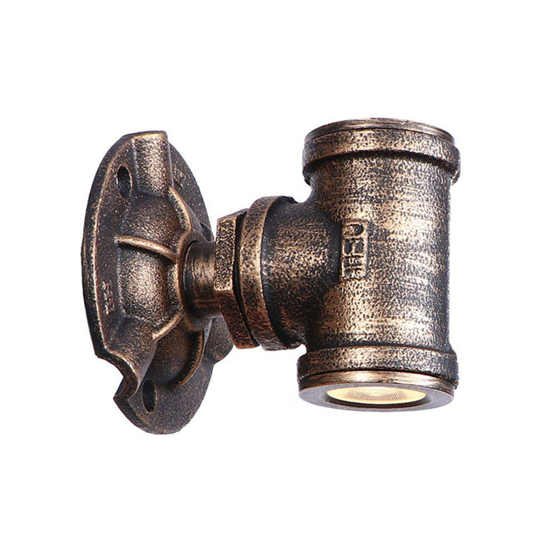 Bronze Pipe Wall Mounted Lamp Antique Style Metal Living Room Wall Light Sconce