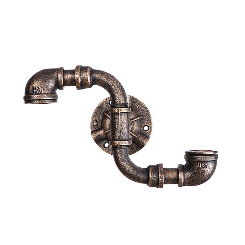 Bronze Pipe Wall Mounted Lamp Antique Style Metal Living Room Wall Light Sconce