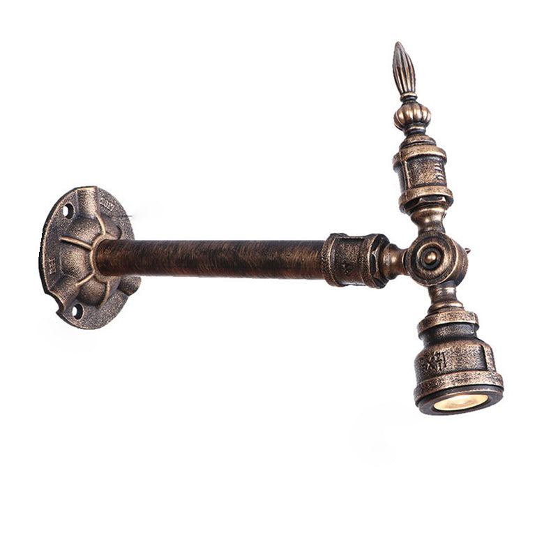 Bronze Pipe Wall Mounted Lamp Antique Style Metal Living Room Wall Light Sconce