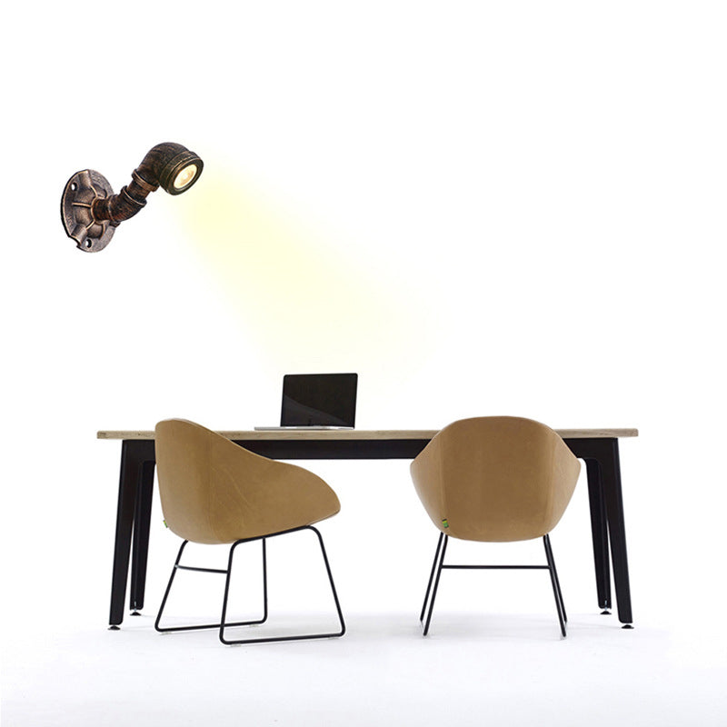 Bronze Pipe Wall Mounted Lamp Antique Style Metal Living Room Wall Light Sconce