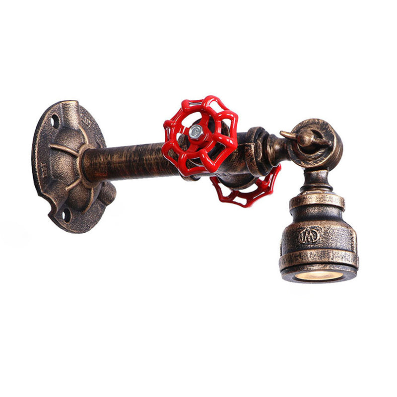 Bronze Pipe Wall Mounted Lamp Antique Style Metal Living Room Wall Light Sconce
