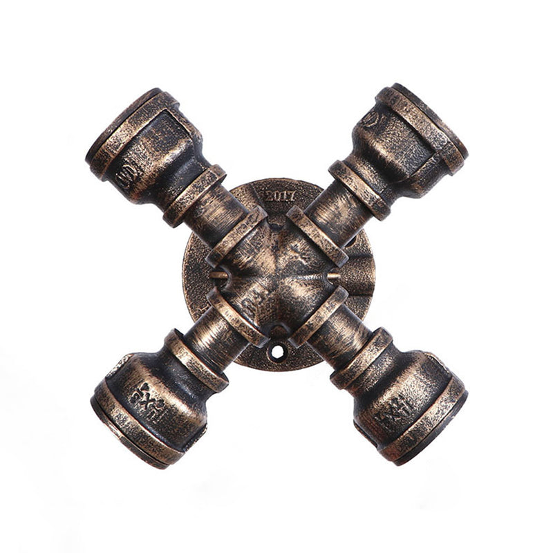 Bronze Pipe Wall Mounted Lamp Antique Style Metal Living Room Wall Light Sconce