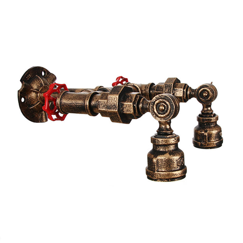 Bronze Pipe Wall Mounted Lamp Antique Style Metal Living Room Wall Light Sconce