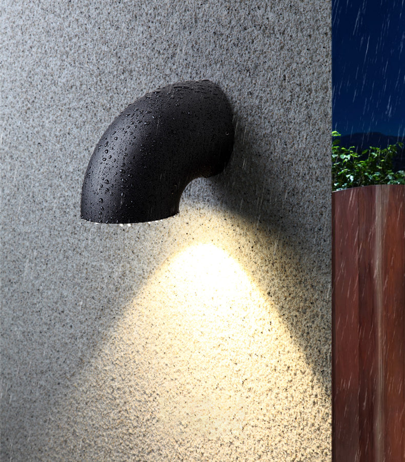 Matte Black Plumbing Pipe Wall Lamp Industrial Metal Courtyard LED Wall Sconce Light