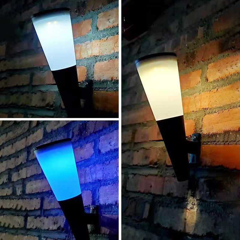 Conical Outdoor Solar Wall Sconce Plastic Nordic LED Wall Light Fixture in Black