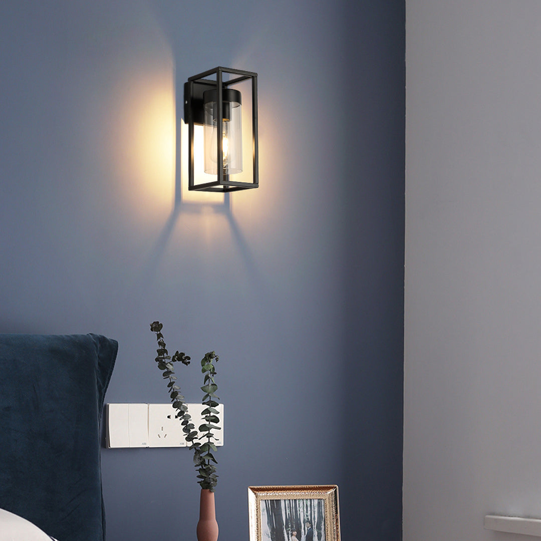 Vintage Industrial Rectangle Wall Mounted Lighting Glass Wall Mount Lamp for Living Room