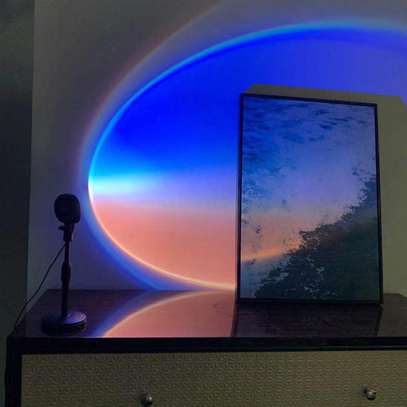 Minimalist Rectangular Sunset Light Aluminum Living Room LED Wall Lamp in Black