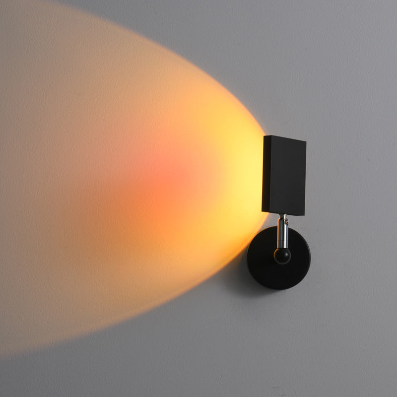 Minimalist Rectangular Sunset Light Aluminum Living Room LED Wall Lamp in Black