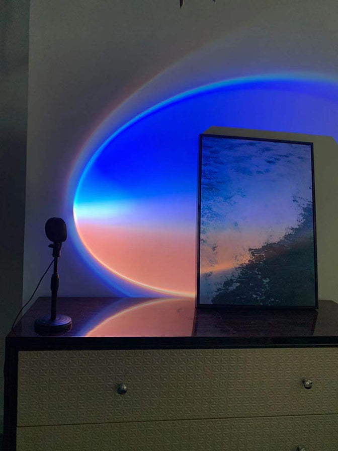 Minimalist Rectangular Sunset Light Aluminum Living Room LED Wall Lamp in Black