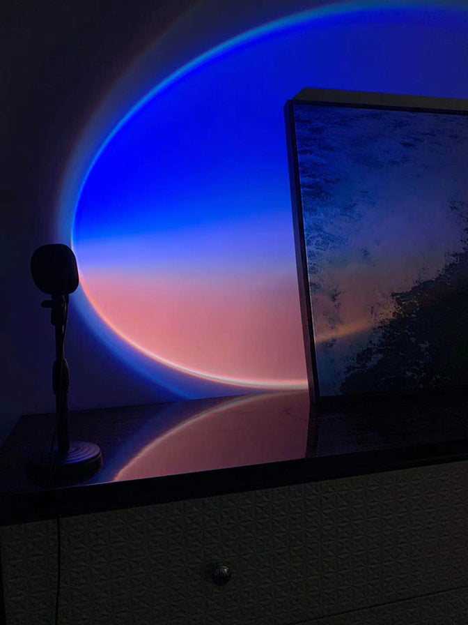 Minimalist Rectangular Sunset Light Aluminum Living Room LED Wall Lamp in Black