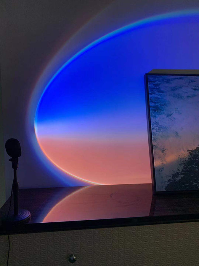 Minimalist Rectangular Sunset Light Aluminum Living Room LED Wall Lamp in Black