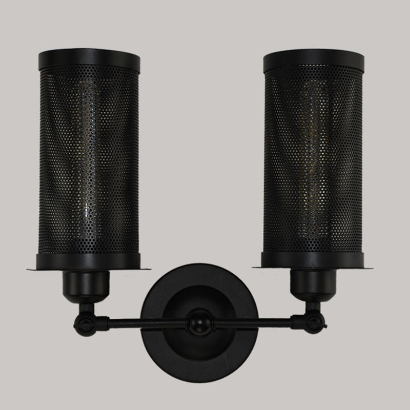 Lampe murale en mailles en fil noir