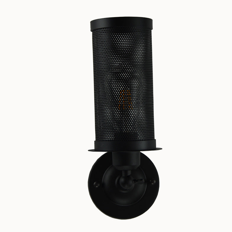 Black Wire Mesh Wall Lamp Industrial Metal Stairs Wall Mounted Light with Rotatable Joint