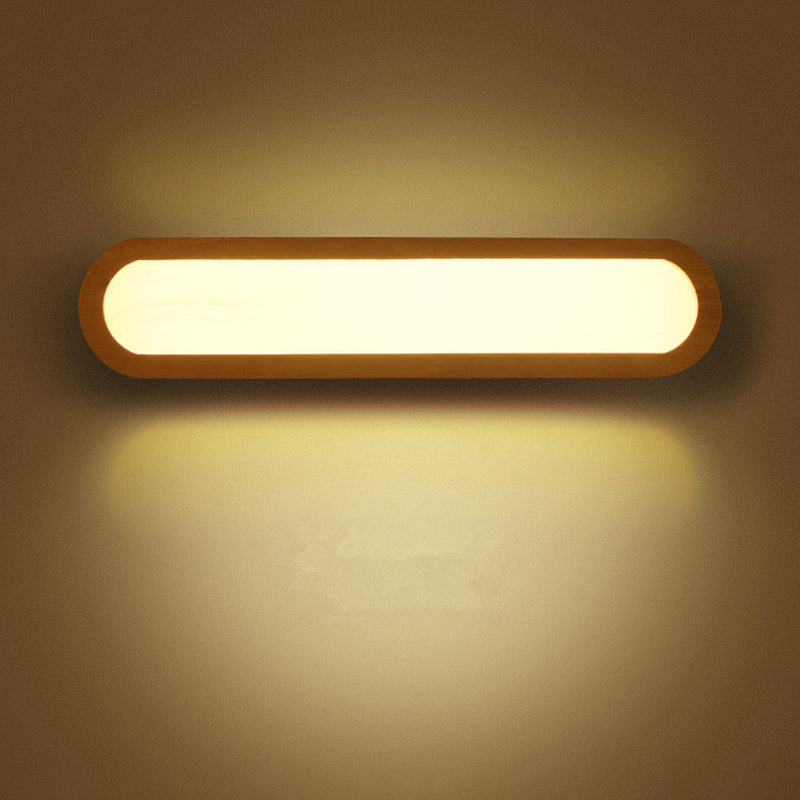 Langwerpige badkamer ijdelheid spiegellamp houten led LED Noordse wandmontage licht in beige