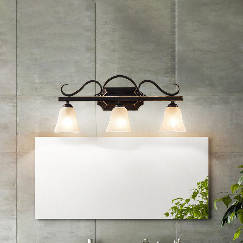 Traditionelle glockenförmige Leuchtenleuchte Glaswandmontage in Schwarz montiert