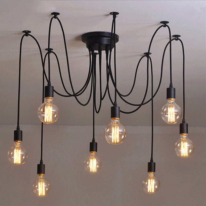 Black Down Lighting Pendant Loft Style Metal Swag Hanging Pendant Light for Living Room