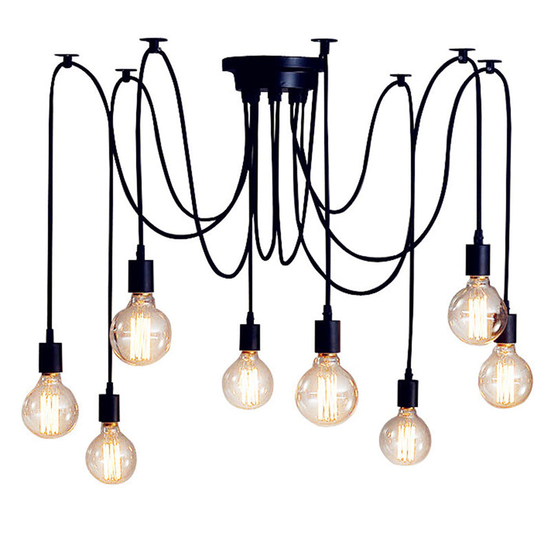 Black Down Lighting Pendant Loft Style Metal Swag Hanging Pendant Light for Living Room