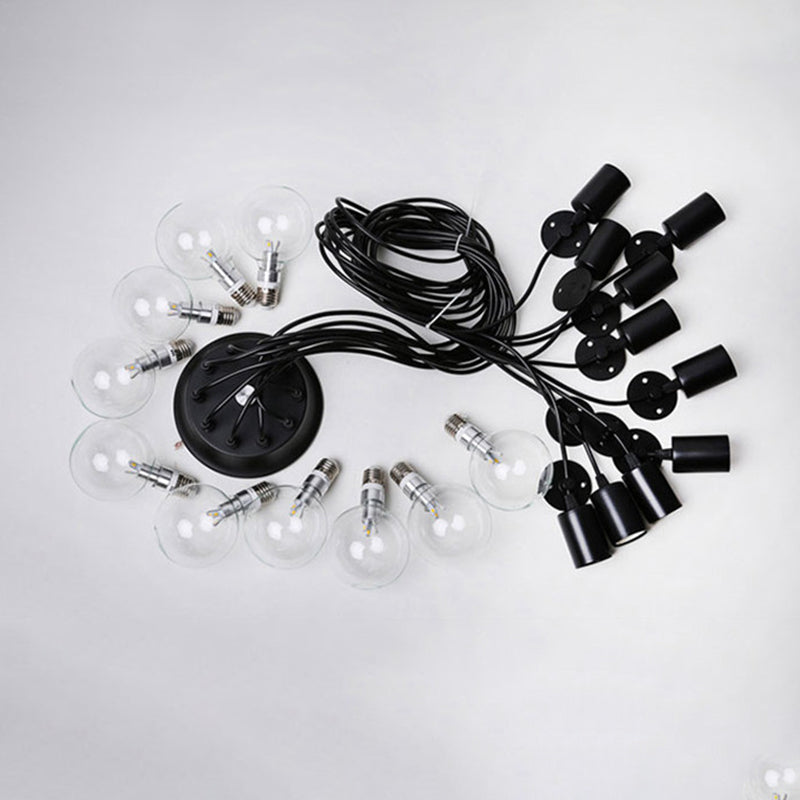 Black Down Lighting Pendant Loft Style Metal Swag Hanging Pendant Light for Living Room