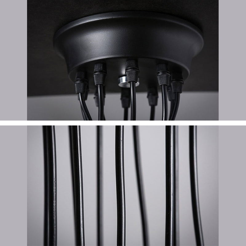 Black Down Lighting Pendant Loft Style Metal Swag Hanging Pendant Light for Living Room